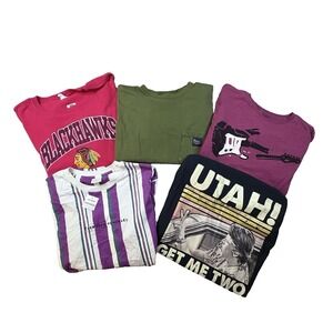 MIXED LOT OF 5 Men's L Coors/Rock/BlackHawks/Point Break T Shirts SEE DESCRIPTIO